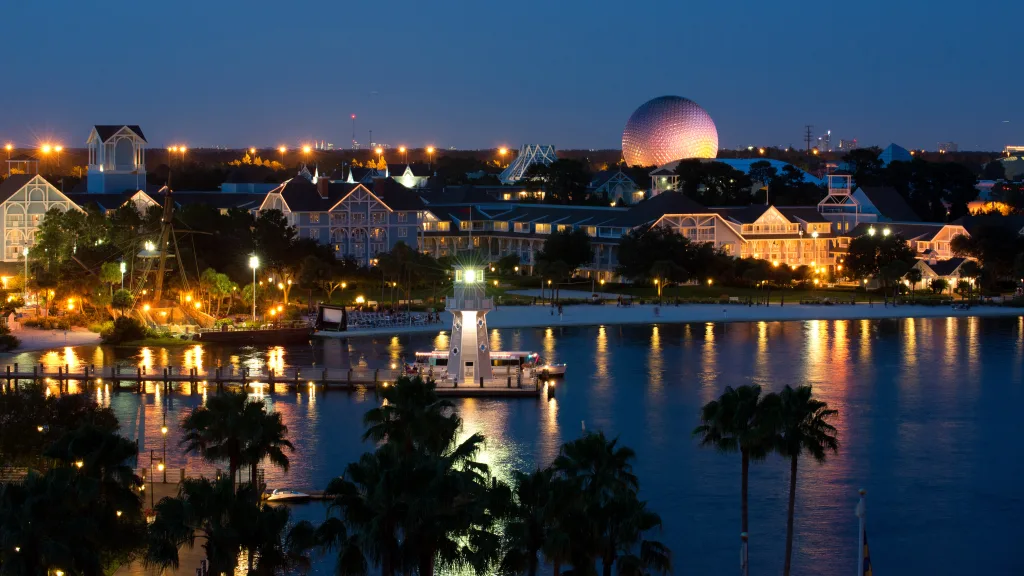 ディズニー・ビーチクラブ・リゾートから望むエプコットの夜景